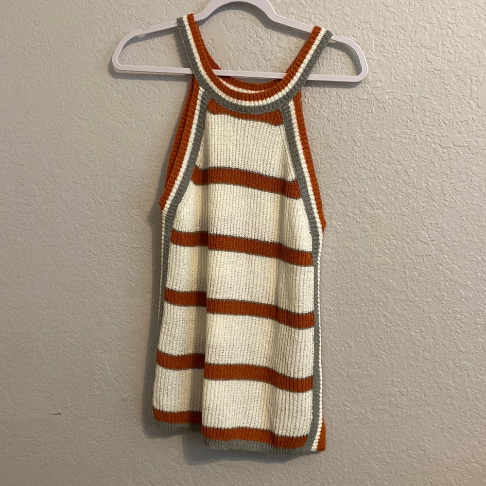 Ee:some Orange and White Knit Striped Tank. Size Medium.